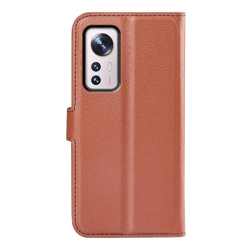 Litchi PU bőr pénztárca tok Xiaomi 12/12X - barna