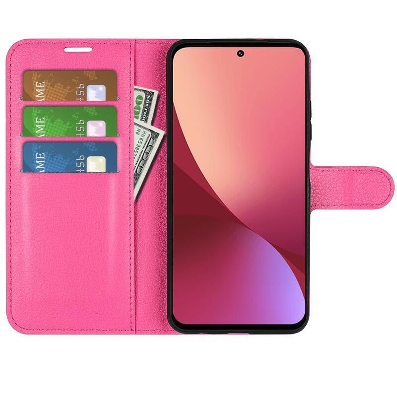 Litchi PU bőr pénztárca tok Xiaomi 12/12X - rózsa