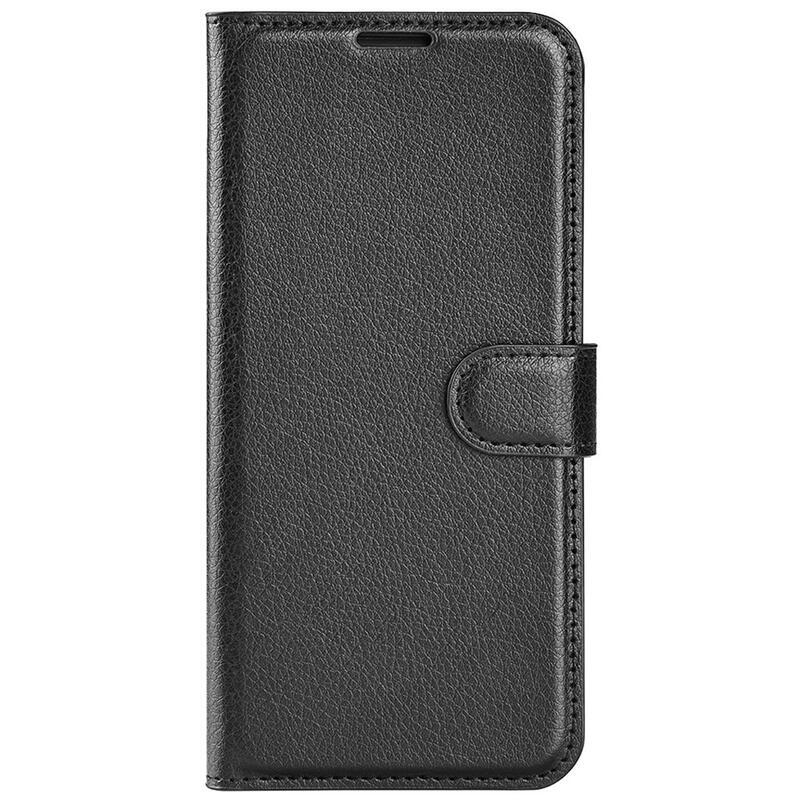 Litchi PU bőr pénztárca tok a Xiaomi 12 Pro-hoz - fekete