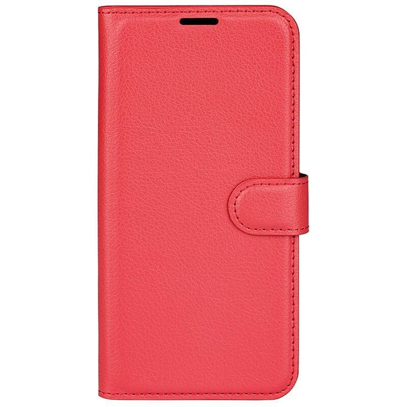 Litchi PU bőr pénztárca tok a Xiaomi 12 Pro-hoz - piros