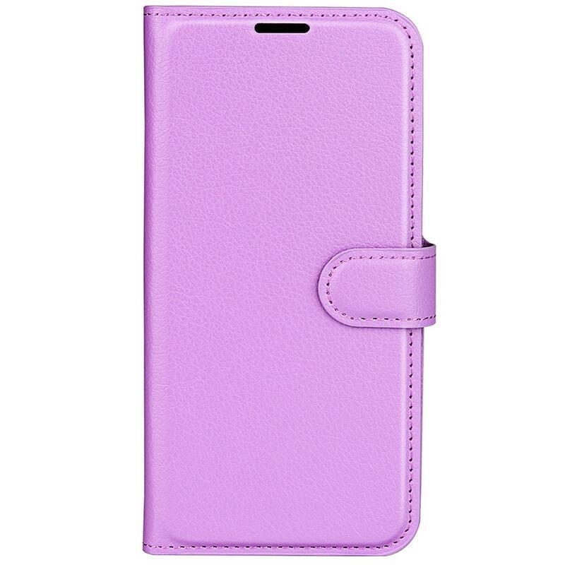 Litchi PU bőr pénztárca tok Xiaomi 12 Pro-hoz - lila
