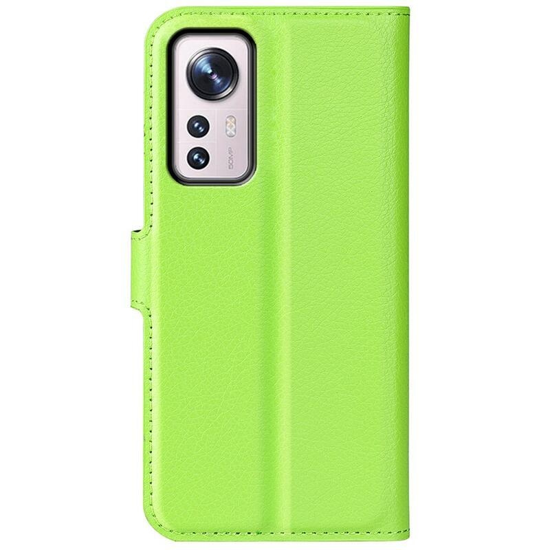 Litchi PU bőr pénztárca tok Xiaomi 12 Pro-hoz - zöld