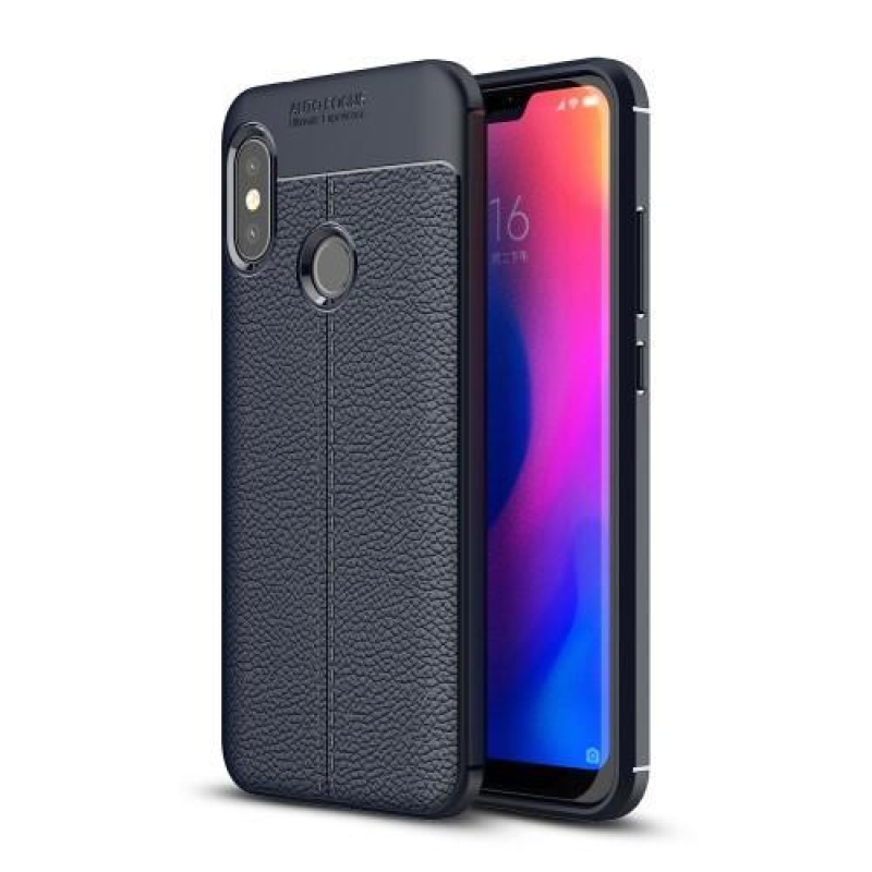 Litch szilikon tok textúrával a Xiaomi Mi A2 Lite készülékhez - sötétkék