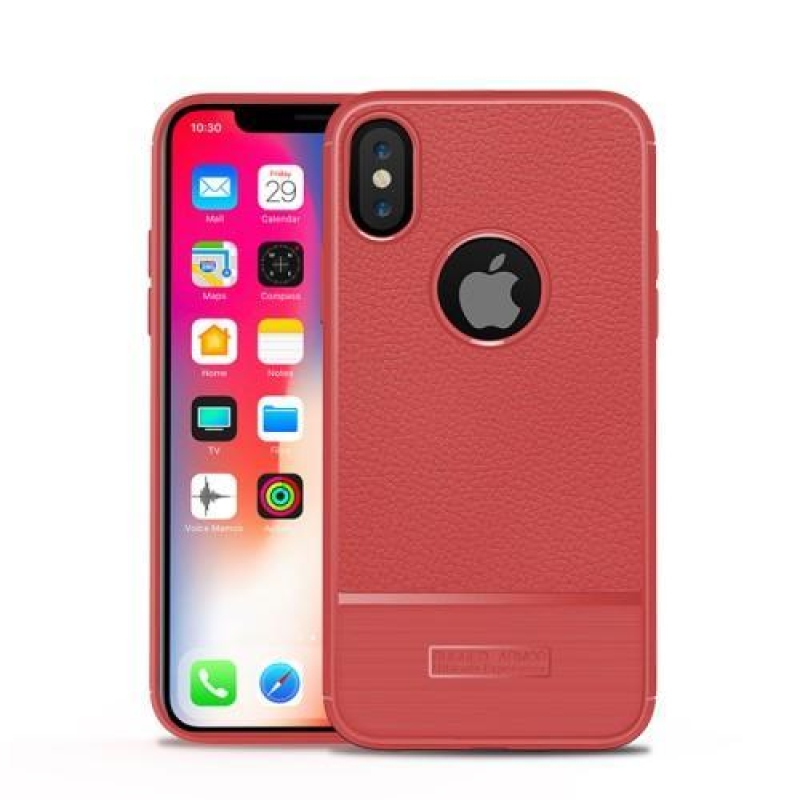 Litch texturált zselés tok iPhone X készülékhez - piros