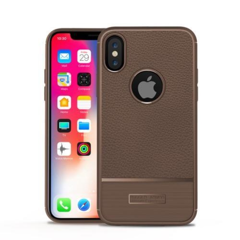 Litch texturált zselés tok iPhone X készülékhez - barna