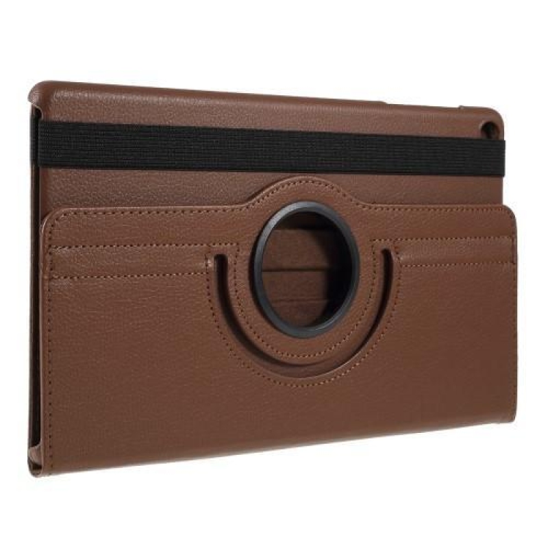 Litchi 360 forgatható tok Samsung Galaxy TAB A 10.1 (2019) SM-T510/SM-T515 táblagéphez - barna színű