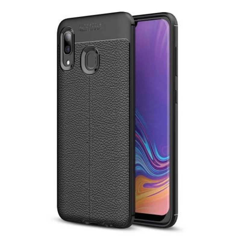 Litchi gélálló tok Samsung Galaxy A30 készülékhez - fekete