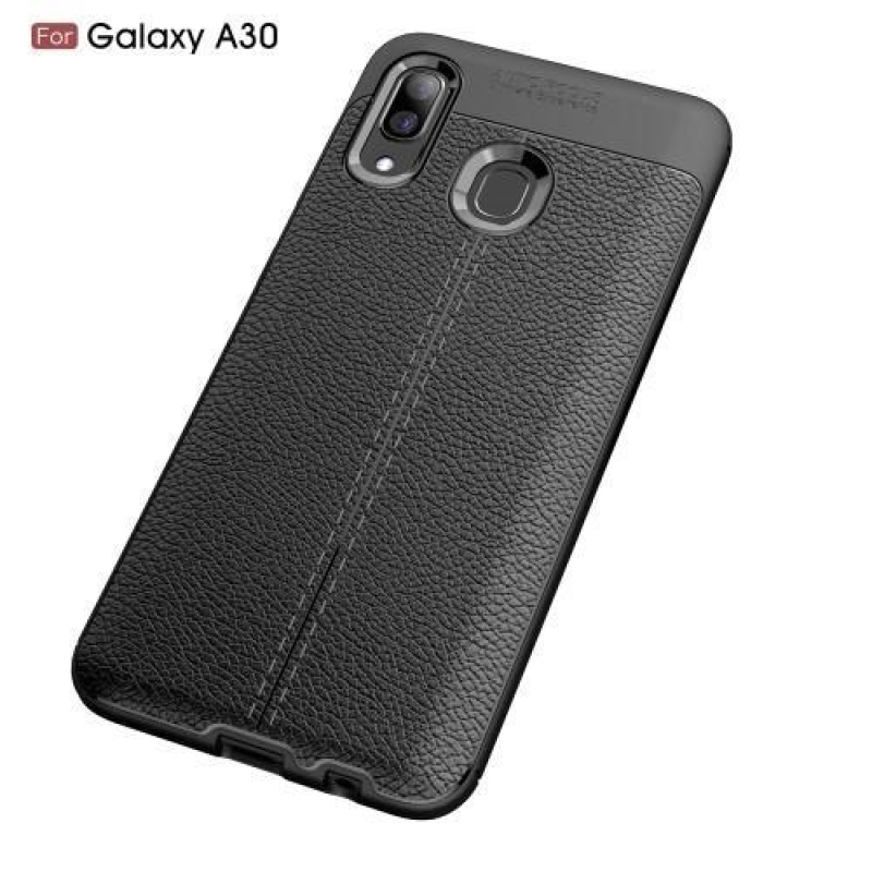 Litchi gélálló tok Samsung Galaxy A30 készülékhez - fekete