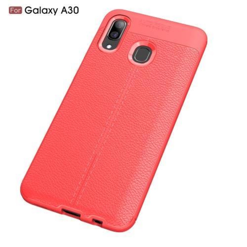 Litchi gélálló tok Samsung Galaxy A30-hoz - piros