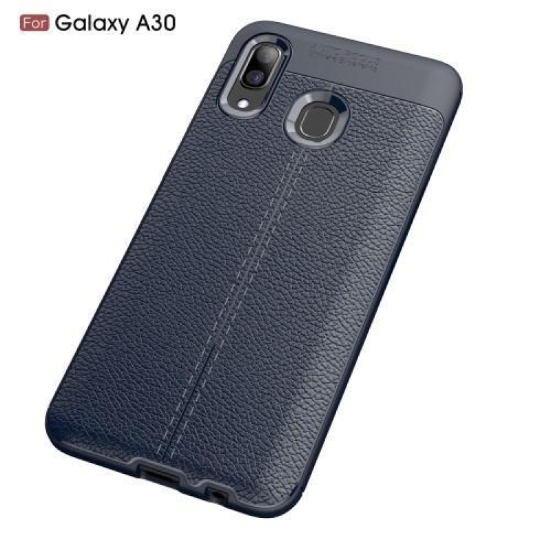 Litchi gélálló tok Samsung Galaxy A30 készülékhez - sötétkék