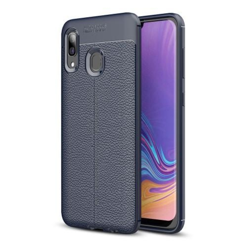 Litchi gélálló tok Samsung Galaxy A30 készülékhez - sötétkék