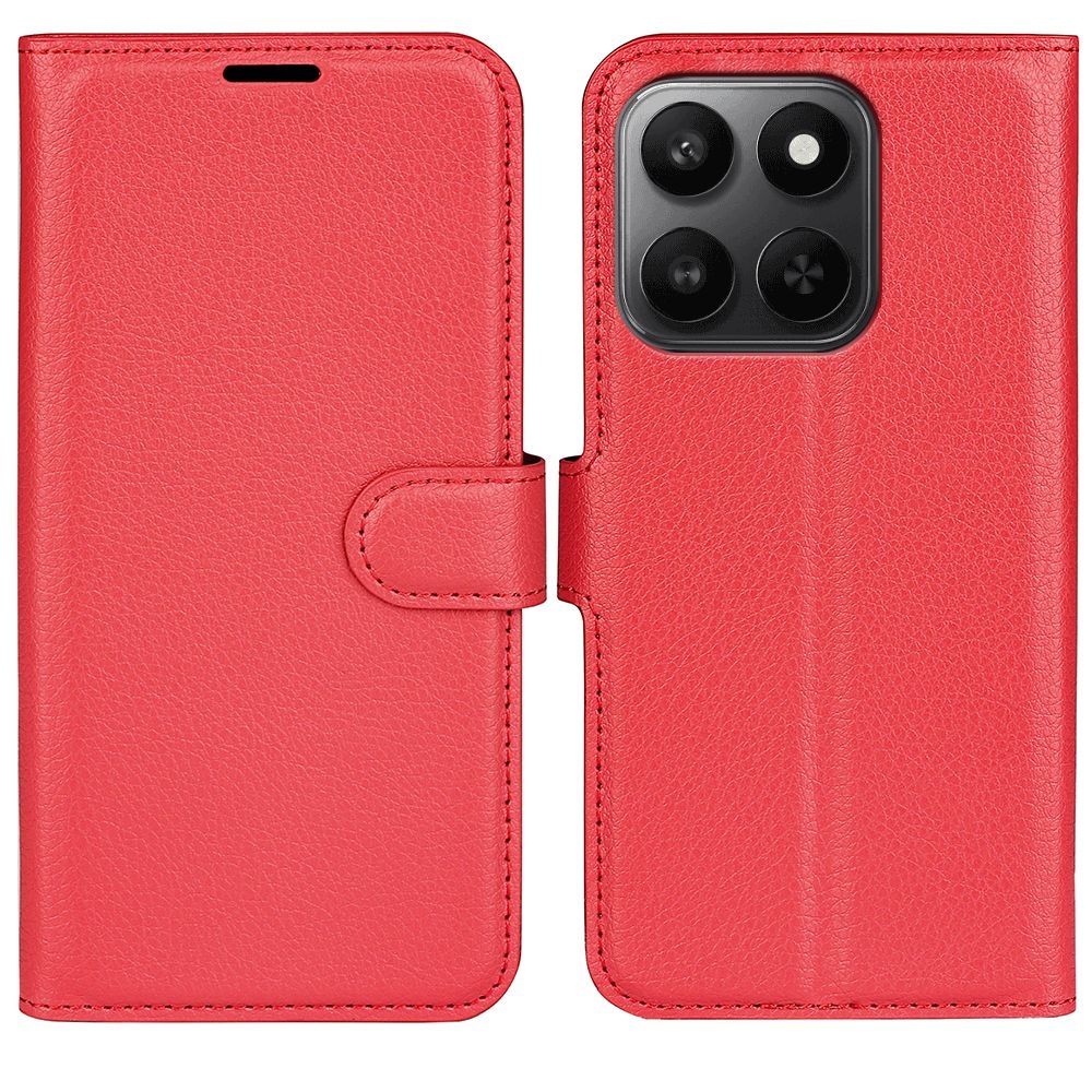Litchi könyvtáska Honor 400 Smart 5G/4G/Honor X7d - piros
