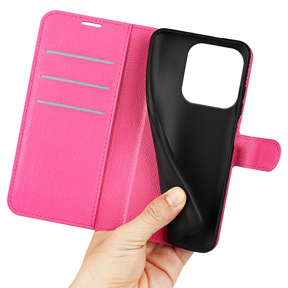 Litchi könyv tok Honor 400 Smart 5G/4G/Honor X7d - rózsa