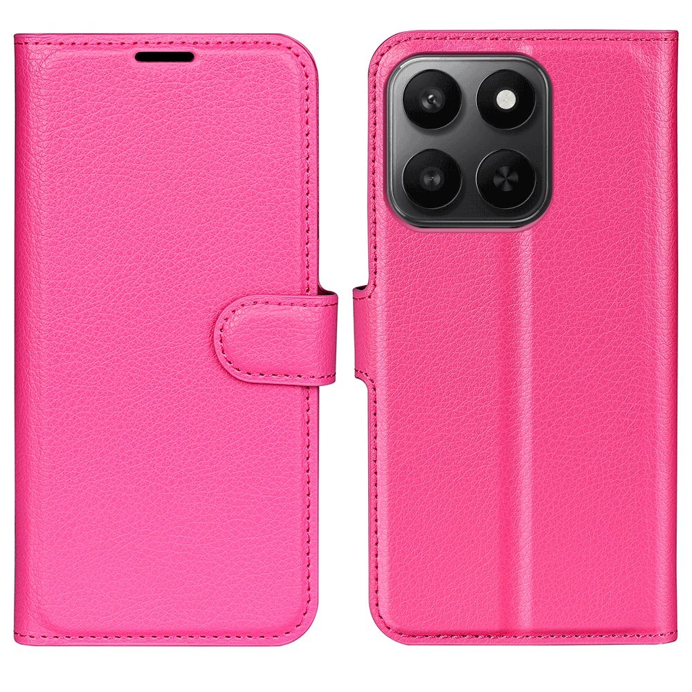 Litchi könyv tok Honor 400 Smart 5G/4G/Honor X7d - rózsa