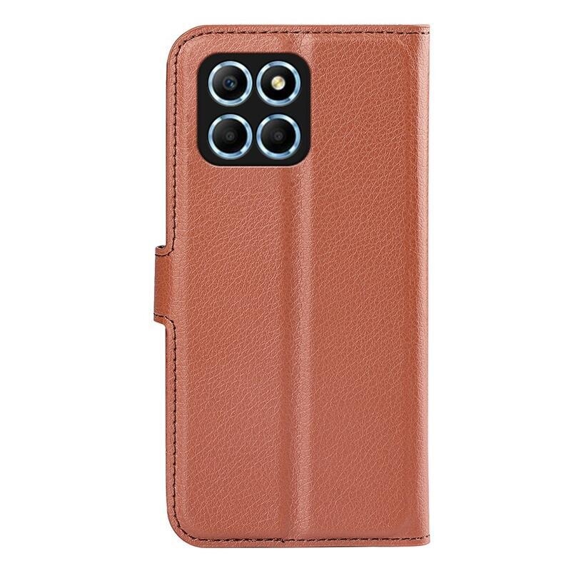 Litchi könyvtáska Honor X8 5G/Honor 70 Lite 5G - barna