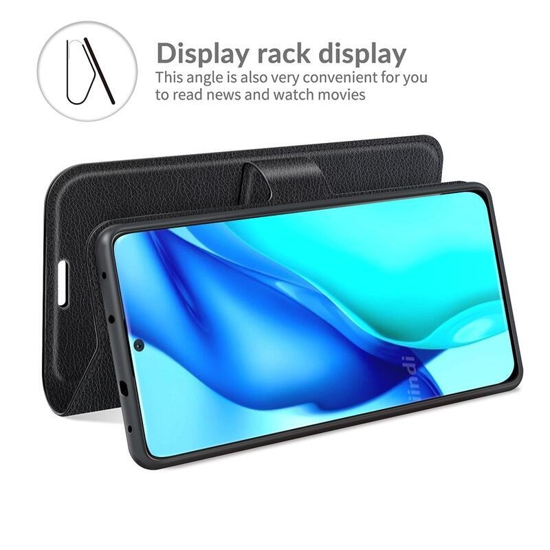 Litchi könyv tok Huawei P50 Pro-hoz - fekete
