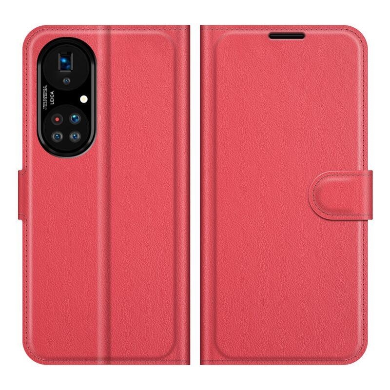 Litchi könyv tok Huawei P50 Pro-hoz - piros