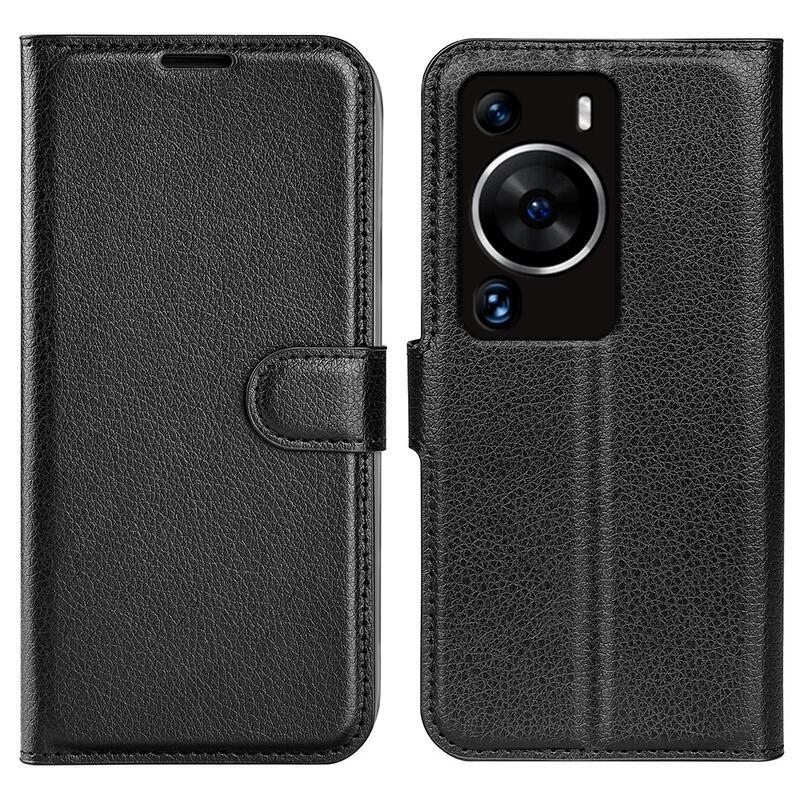 Litchi könyv tok Huawei P60 Pro-hoz - fekete