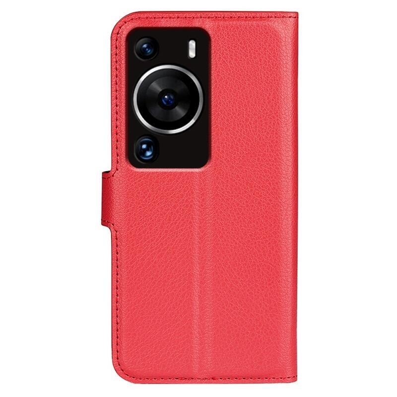Litchi könyv tok Huawei P60 Pro-hoz - piros