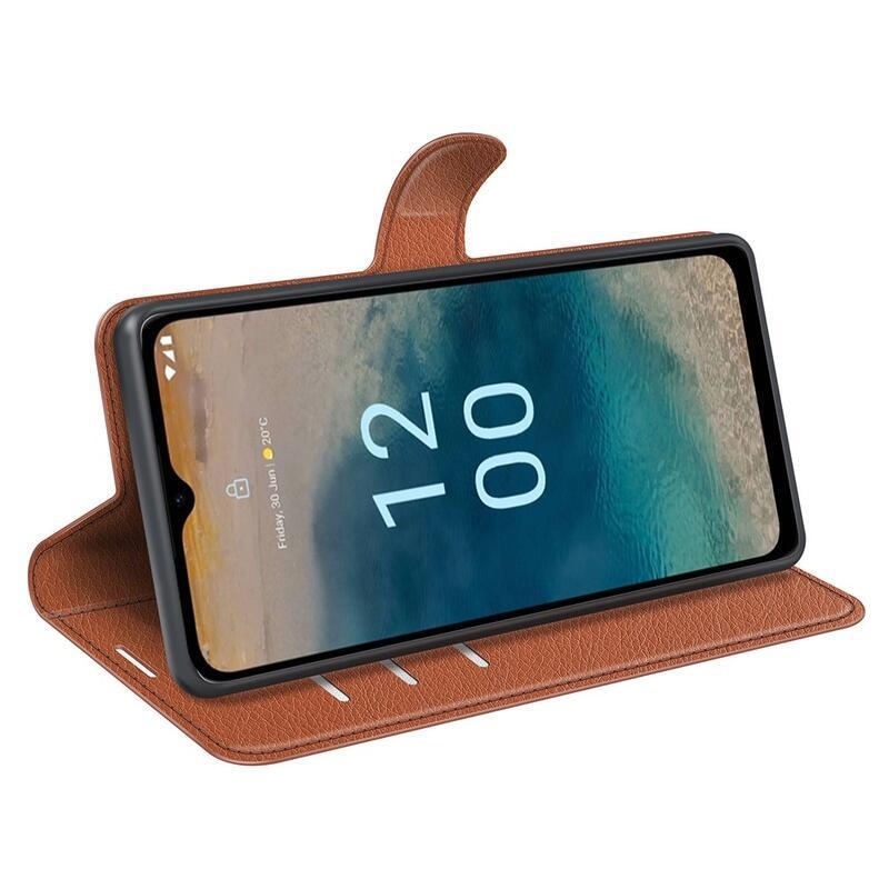 Litchi könyvtáska Nokia G22 készülékhez - barna
