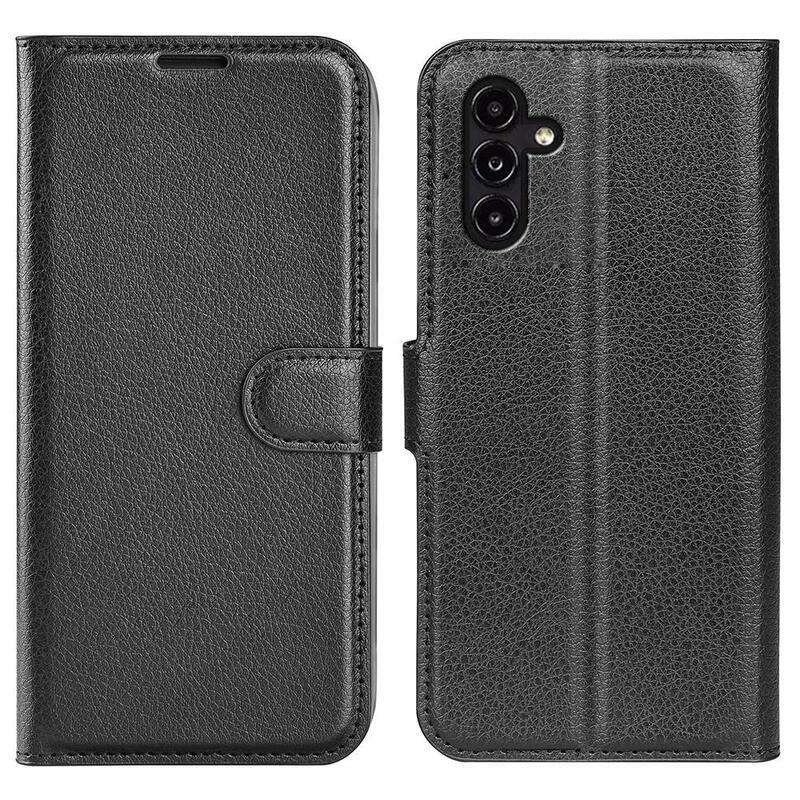 Litchi könyv tok Samsung Galaxy A14 4G/5G - fekete