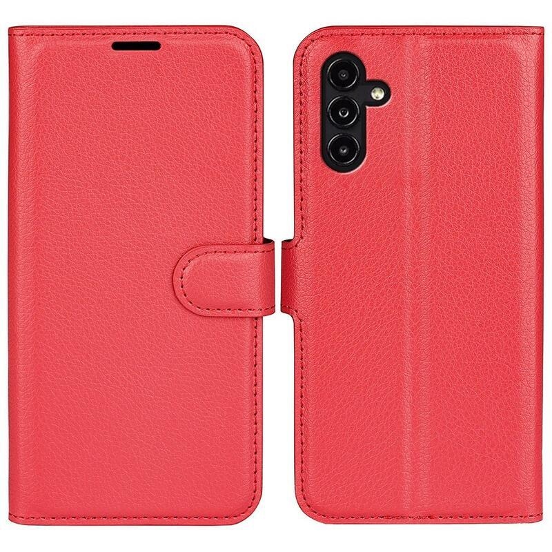 Litchi könyv tok Samsung Galaxy A14 4G/5G - piros