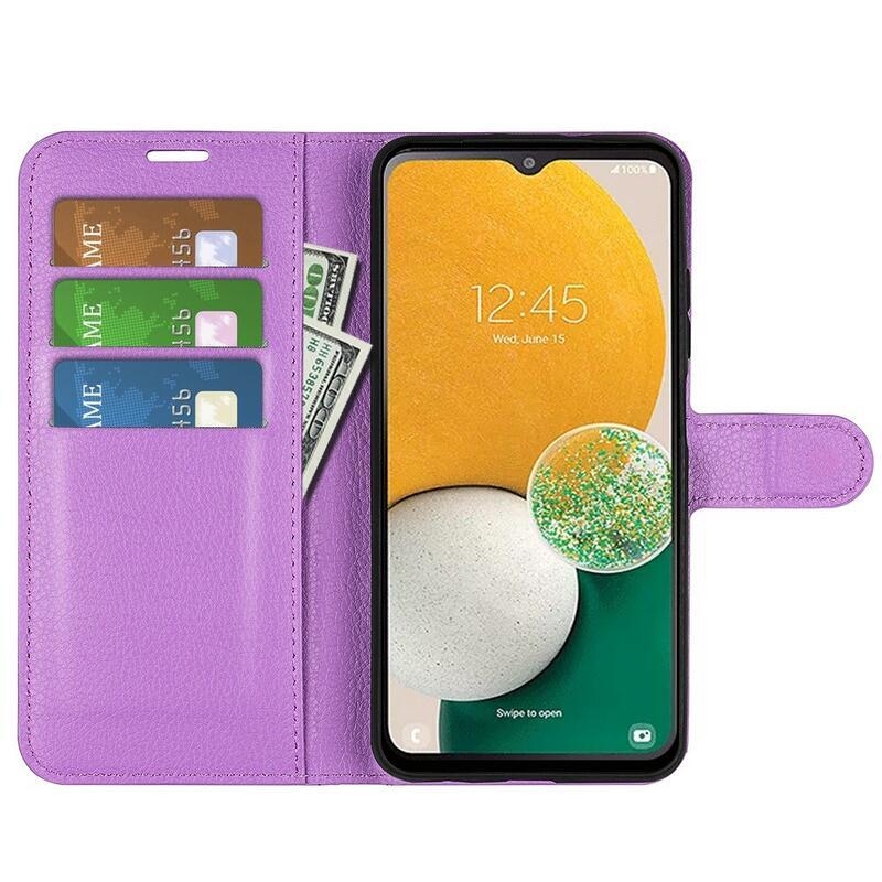 Litchi könyv tok Samsung Galaxy A14 4G/5G - lila