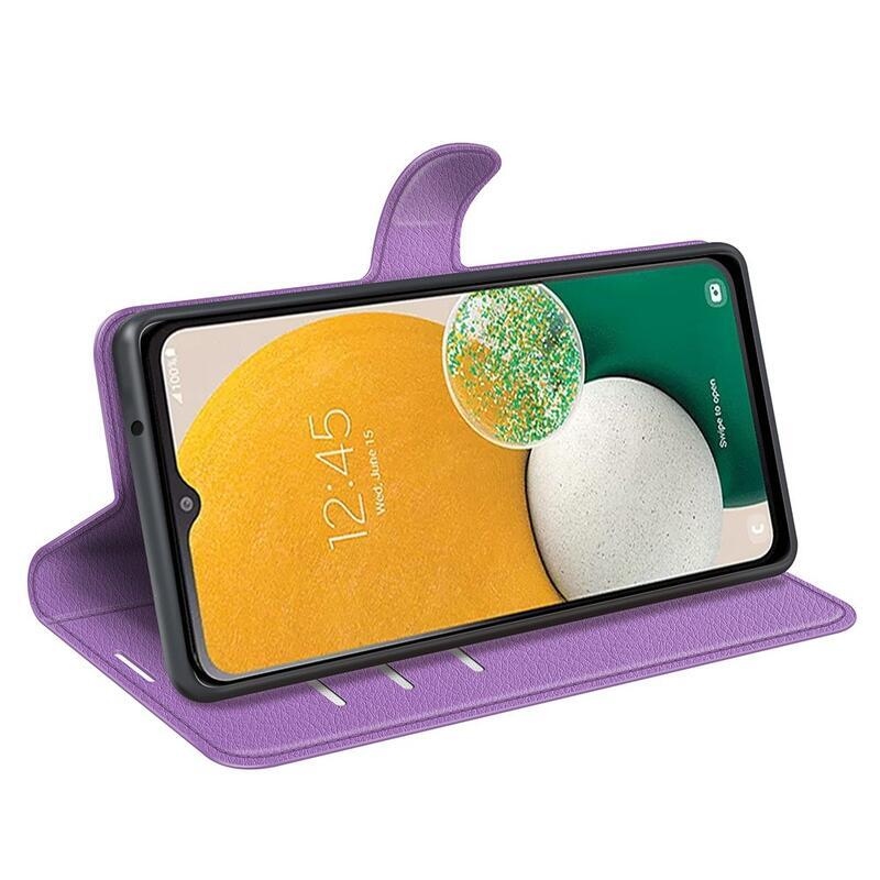 Litchi könyv tok Samsung Galaxy A14 4G/5G - lila