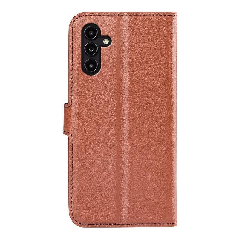 Litchi könyv tok Samsung Galaxy A14 4G/5G - barna színben