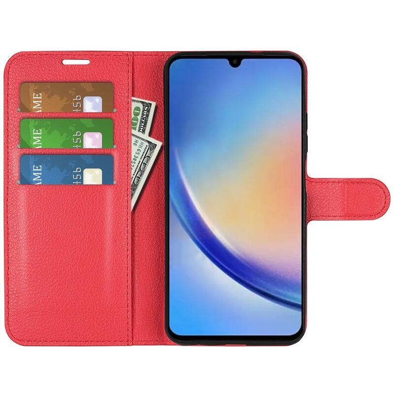 Litchi könyv tok Samsung Galaxy A34 5G - piros