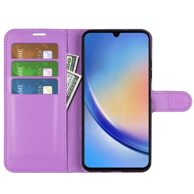 Litchi könyv tok Samsung Galaxy A34 5G - lila