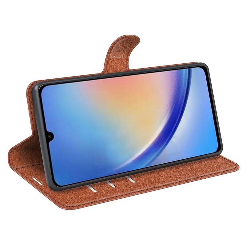 Litchi könyv tok Samsung Galaxy A34 5G-hez - barna
