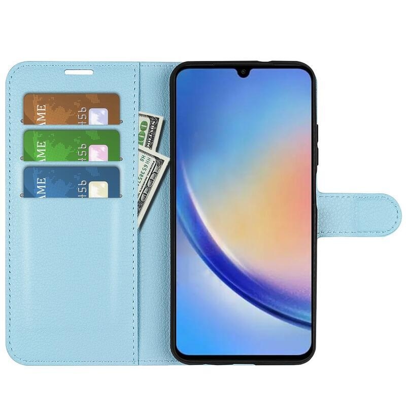 Litchi könyv tok Samsung Galaxy A34 5G - kék
