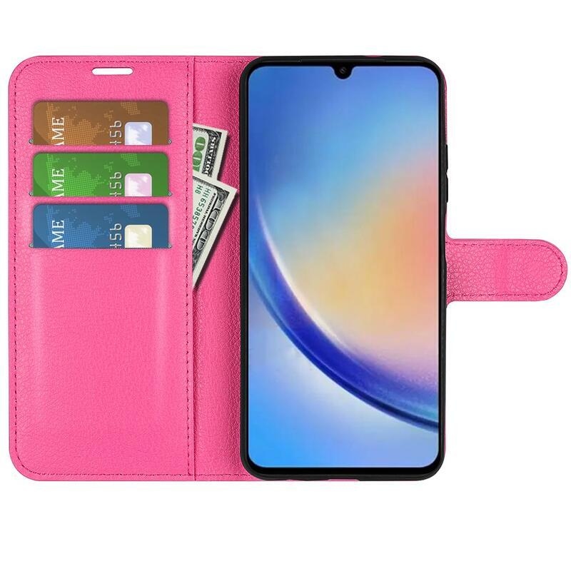 Litchi könyv tok Samsung Galaxy A34 5G-hez - rózsaszínű