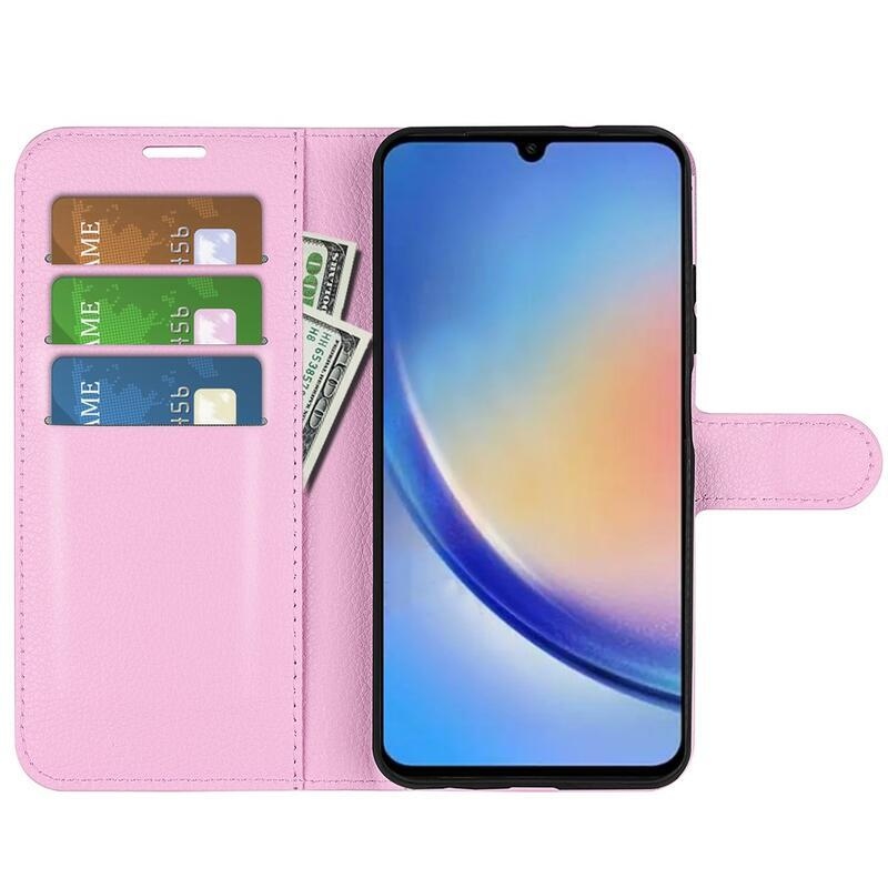 Litchi könyv tok Samsung Galaxy A34 5G - rózsaszínű
