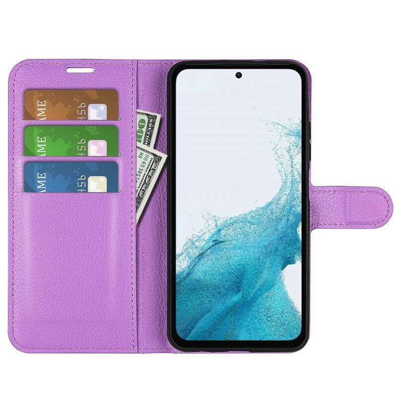Litchi könyv tok Samsung Galaxy A54 5G - lila