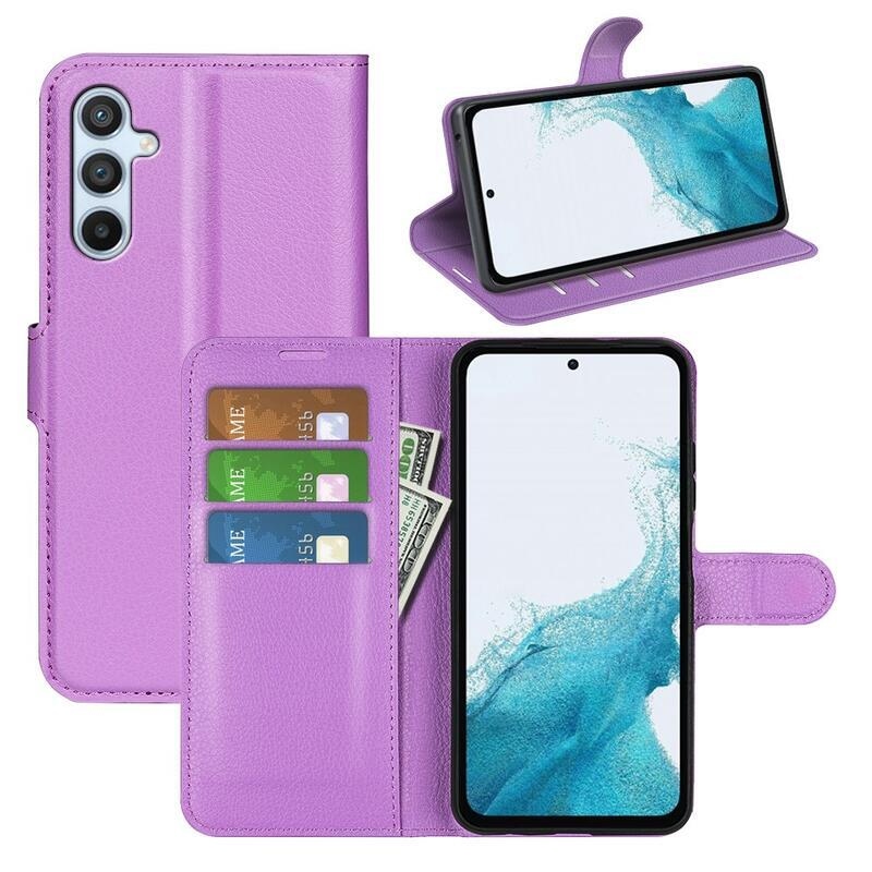 Litchi könyv tok Samsung Galaxy A54 5G - lila