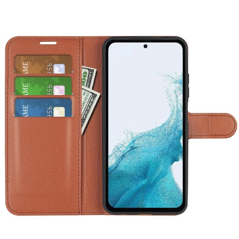 Litchi könyv tok Samsung Galaxy A54 5G-hez - barna