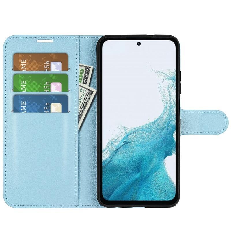 Litchi könyv tok Samsung Galaxy A54 5G - kék