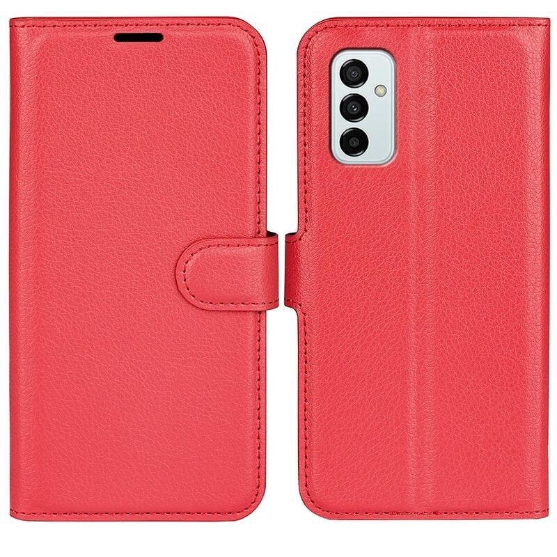 Litchi könyv tok Samsung Galaxy M23 5G-hez - piros