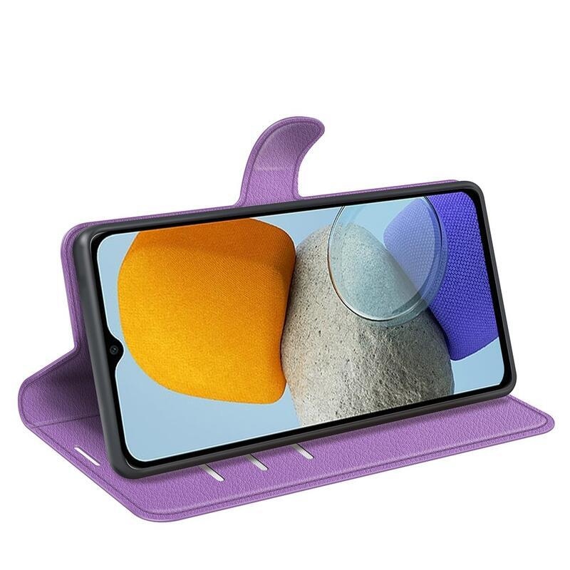 Litchi könyv tok Samsung Galaxy M23 5G-hez - lila