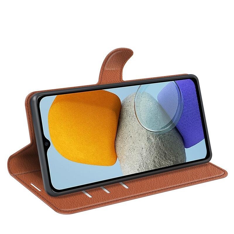 Litchi könyv tok Samsung Galaxy M23 5G-hez - barna