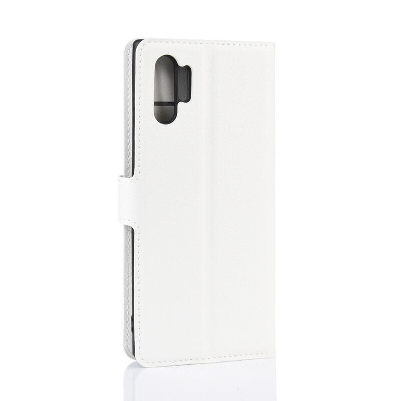 Litchi könyv tok Samsung Galaxy Note 10 Plus készülékhez - fehér
