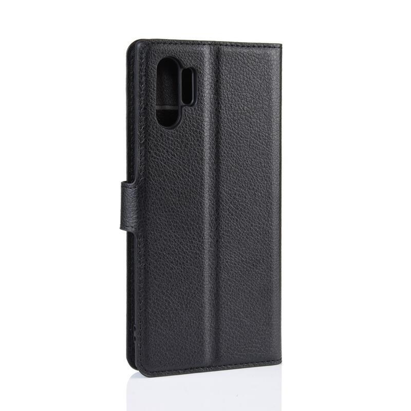 Litchi könyv tok Samsung Galaxy Note 10 Plus készülékhez - fekete