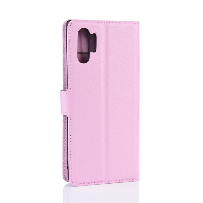 Litchi könyv tok Samsung Galaxy Note 10 Plus készülékhez - rózsaszín