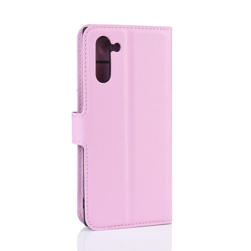 Litchi könyv tok Samsung Galaxy Note 10 készülékhez - rózsaszín