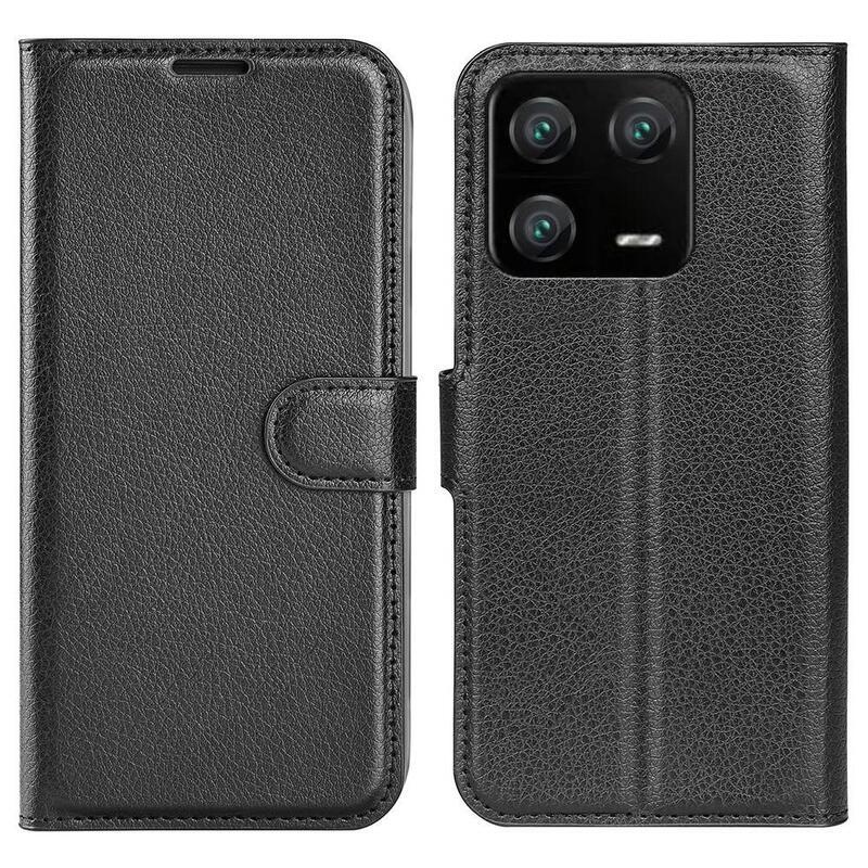 Litchi könyv tok Xiaomi 13 Pro-hoz - fekete