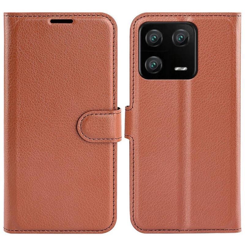 Litchi könyv tok Xiaomi 13 Pro-hoz - barna