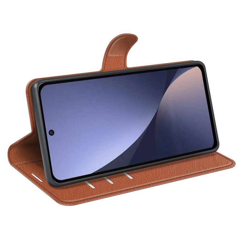 Litchi könyv tok Xiaomi 13 Pro-hoz - barna