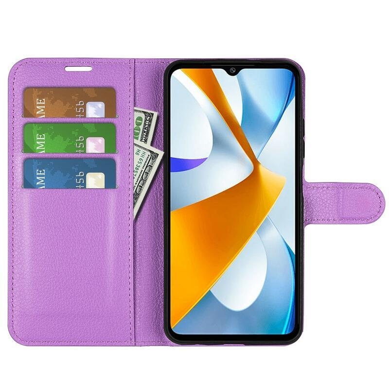 Litchi könyv tok a Xiaomi Poco C40-hez - lila